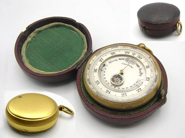 Antique pocket barometer with compass & thermometer circa 1870’s
